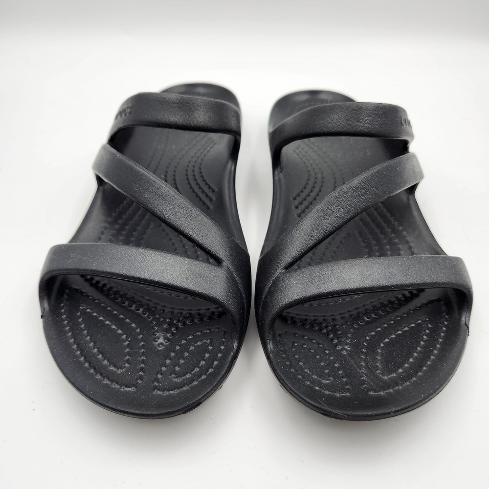 Croc Kadee II Sandals Womens 7 Black Strappy 206756 Casual Comfort